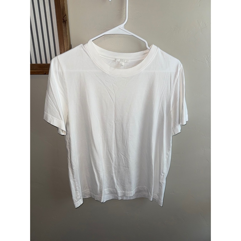 COS Womens White Short Sleeve Crew Neck 100% Cotton T-Shirt Size M
